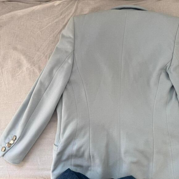 VTG Baby blue escada wool blazer silver buttons 34 - Picture 7 of 8